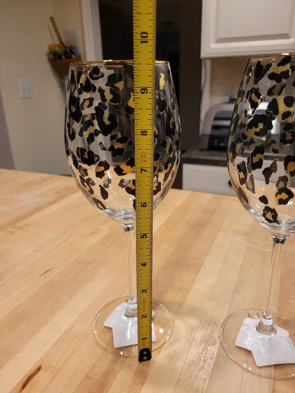 NEW Gourmet Everyday Leopard Print Wine Glass Set – Gold & Black Pattern